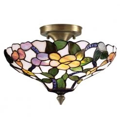 Peony 3-Light Antique Brass Semi Flush Mount by Dale Tiffany