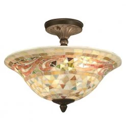 Bradshaw 3-Light antique brass Semi-Flush Mount Light by Dale Tiffany