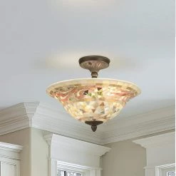 Bradshaw 3-Light antique brass Semi-Flush Mount Light by Dale Tiffany -Dale Tiffany Store antique brass dale tiffany flush mount lights 8780 3ltf c3 1000