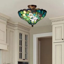 2-Light Savannah Tiffany Antique Brass Semi-Flush Mount Light by Dale Tiffany -Dale Tiffany Store antique brass dale tiffany flush mount lights th70098 31 1000