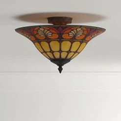 3-Light Antique Golden Sand Dylan Tiffany with Semi-Flush Mount Light by Dale Tiffany -Dale Tiffany Store antique brass dale tiffany flush mount lights tm100598 40 1000