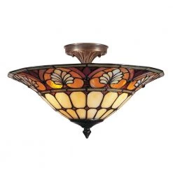3-Light Antique Golden Sand Dylan Tiffany with Semi-Flush Mount Light by Dale Tiffany