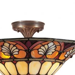 3-Light Antique Golden Sand Dylan Tiffany with Semi-Flush Mount Light by Dale Tiffany -Dale Tiffany Store antique brass dale tiffany flush mount lights tm100598 c3 1000