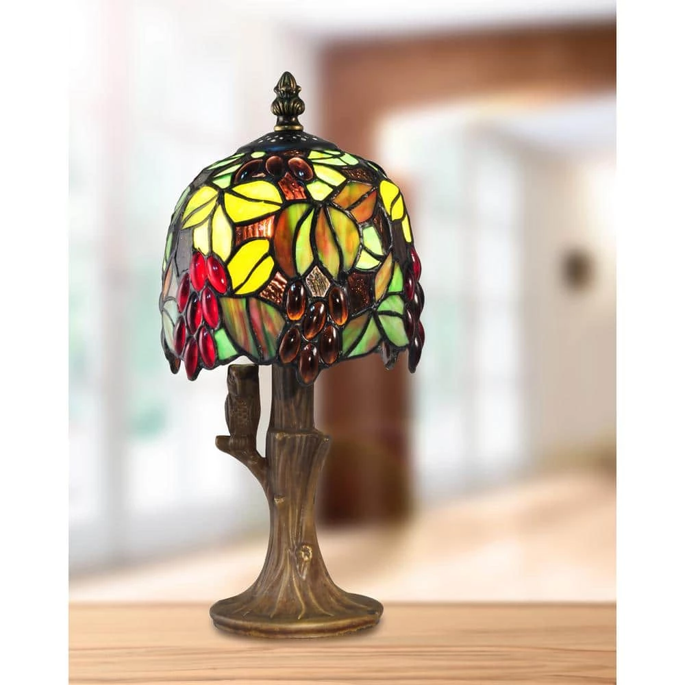 14.5 in. Antique Brass Accent Lamp with Hand Rolled Art Glass by Dale Tiffany 4 14.5 in. Antique Brass Accent Lamp with Hand Rolled Art Glass by Dale Tiffany - Image 2