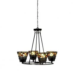 Pasqual 4-Light Antique Bronze Mesh Tiffany Hanging Fixture Pendant by Dale Tiffany