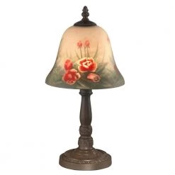 15 in. Antique Bronze Rose Bell Accent Lamp with Hand Painted Glass Shade by Dale Tiffany