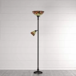 Crystal Leaf Collection 69.75 in. Antique Bronze Torchiere with Side Light by Dale Tiffany -Dale Tiffany Store antique bronze dale tiffany floor lamps ftr10003 31 1000