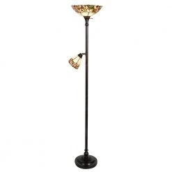 Crystal Leaf Collection 69.75 in. Antique Bronze Torchiere with Side Light by Dale Tiffany