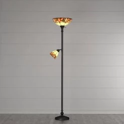 Crystal Leaf Collection 69.75 in. Antique Bronze Torchiere with Side Light by Dale Tiffany -Dale Tiffany Store antique bronze dale tiffany floor lamps ftr10003 d4 1000