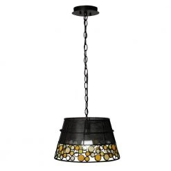Pasqual 60 in. Antique Bronze Mini Pendant with Hand Rolled Art Glass and Metal Shade by Dale Tiffany