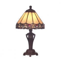 14 in. Peacock Antique Bronze Accent Lamp by Dale Tiffany