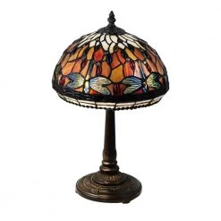 16 in. Antique Bronze Table Lamp with Hand Rolled Art Glass by Dale Tiffany