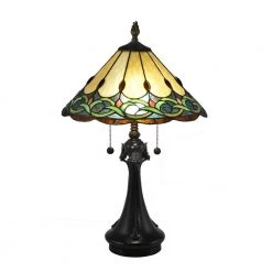 24 in. Antique Bronze Table Lamp with Hand Rolled Art Glass by Dale Tiffany