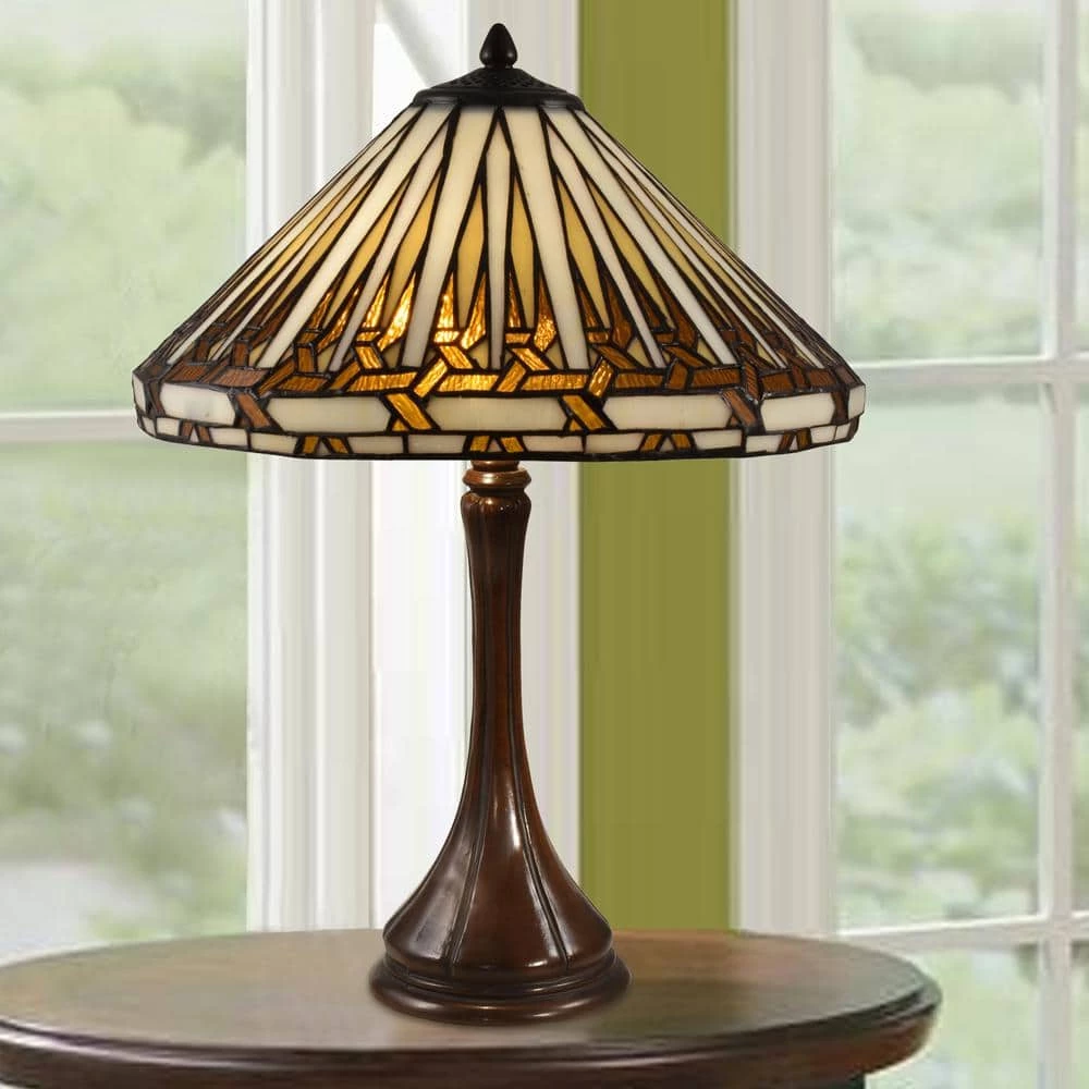 22 in. Antique Bronze Table Lamp with Hand Rolled Art Glass by Dale Tiffany 4 22 in. Antique Bronze Table Lamp with Hand Rolled Art Glass by Dale Tiffany - Image 2