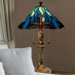 Huxley Dragonfly 22 in. Antique Bronze Table Lamp with Hand Rolled Art Glass Shade by Dale Tiffany -Dale Tiffany Store antique bronze dale tiffany table lamps tt19215 31 1000