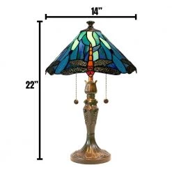 Huxley Dragonfly 22 in. Antique Bronze Table Lamp with Hand Rolled Art Glass Shade by Dale Tiffany -Dale Tiffany Store antique bronze dale tiffany table lamps tt19215 c3 1000