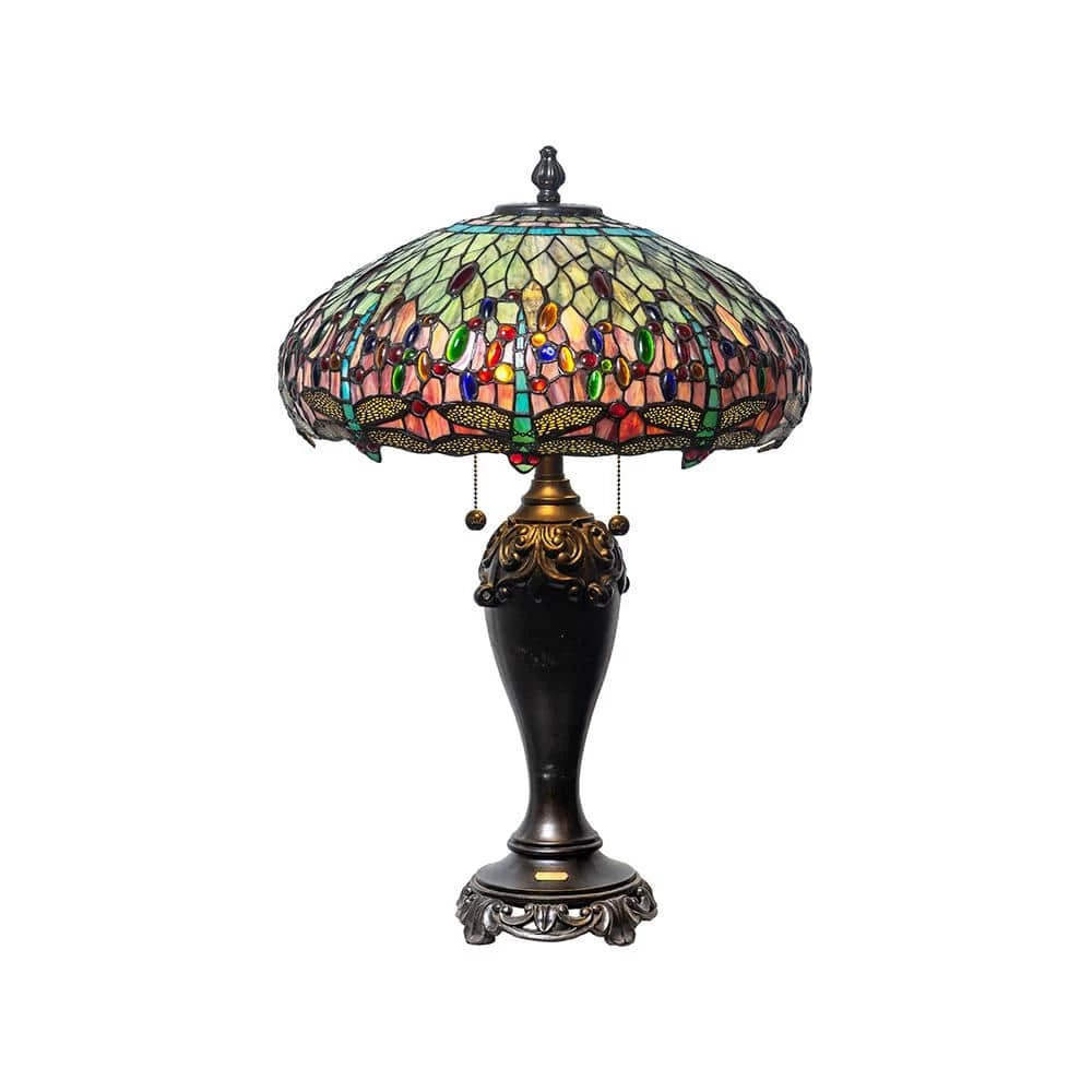 Aurelia 27 in. Antique Bronze Table Lamp with Hand Rolled Art Glass (Tiffany) Shade by Dale Tiffany 9 Aurelia 27 in. Antique Bronze Table Lamp with Hand Rolled Art Glass (Tiffany) Shade by Dale Tiffany - Image 7