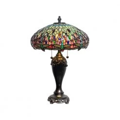 Aurelia 27 in. Antique Bronze Table Lamp with Hand Rolled Art Glass (Tiffany) Shade by Dale Tiffany