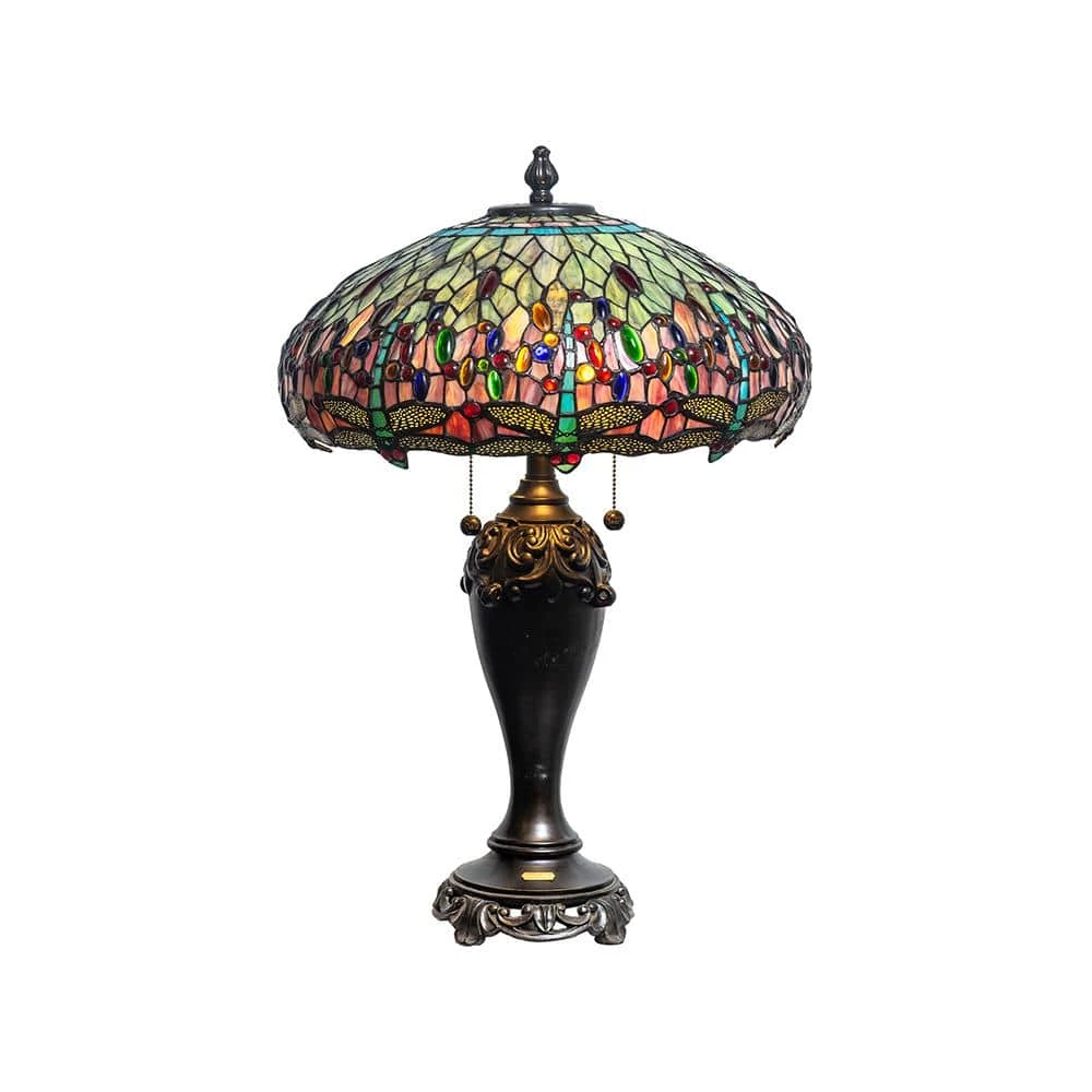 Aurelia 27 in. Antique Bronze Table Lamp with Hand Rolled Art Glass (Tiffany) Shade by Dale Tiffany 3 Aurelia 27 in. Antique Bronze Table Lamp with Hand Rolled Art Glass (Tiffany) Shade by Dale Tiffany