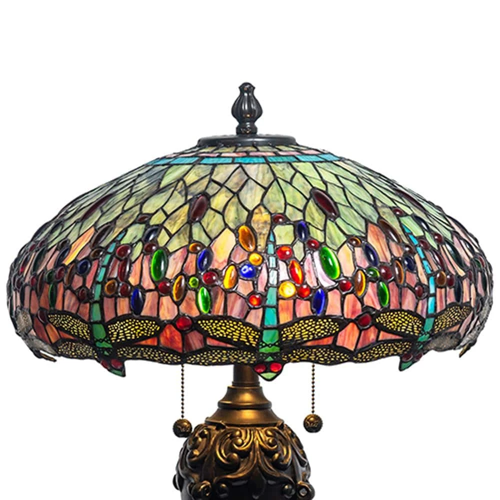 Aurelia 27 in. Antique Bronze Table Lamp with Hand Rolled Art Glass (Tiffany) Shade by Dale Tiffany 5 Aurelia 27 in. Antique Bronze Table Lamp with Hand Rolled Art Glass (Tiffany) Shade by Dale Tiffany - Image 3