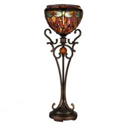 28 in. Briar Dragonfly Antique Bronze Sand Uplight Table Lamp by Dale Tiffany