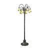 12-Light Gold Lily 63 in. Antique Bronze Verde Floor/Torchiere Lamp with Hand Blown Art Glass Shade by Dale Tiffany