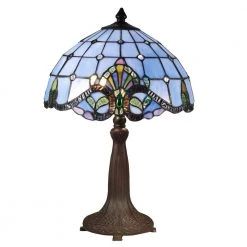 18.5 in. Antique Bronze Verde Table Lamp with Hand Rolled Art Glass by Dale Tiffany