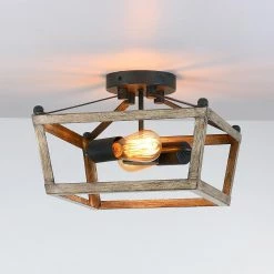 10.7 in. 2-Light Antique Bronze/Wood Tone Farmhouse Semi-Flush Mount Ceiling Light by TRUE FINE -Dale Tiffany Store antique bronze wood tone true fine flush mount lights td30003fl 1d 1000