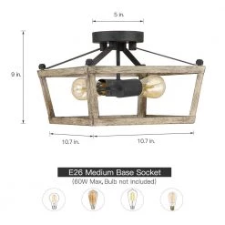 10.7 in. 2-Light Antique Bronze/Wood Tone Farmhouse Semi-Flush Mount Ceiling Light by TRUE FINE -Dale Tiffany Store antique bronze wood tone true fine flush mount lights td30003fl 40 1000