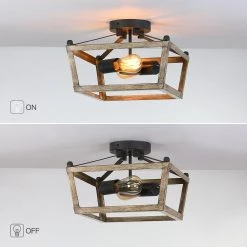 10.7 in. 2-Light Antique Bronze/Wood Tone Farmhouse Semi-Flush Mount Ceiling Light by TRUE FINE -Dale Tiffany Store antique bronze wood tone true fine flush mount lights td30003fl c3 1000