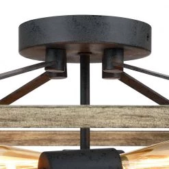 10.7 in. 2-Light Antique Bronze/Wood Tone Farmhouse Semi-Flush Mount Ceiling Light by TRUE FINE -Dale Tiffany Store antique bronze wood tone true fine flush mount lights td30003fl fa 1000