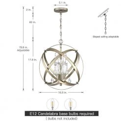 Jesslyn 16.5 in. 4-Light Antique Champagne Globe Candle Chandelier with Crystal Accents by TRUE FINE -Dale Tiffany Store antique champagne true fine chandeliers td10045c 1d 1000