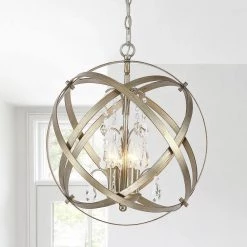 Jesslyn 16.5 in. 4-Light Antique Champagne Globe Candle Chandelier with Crystal Accents by TRUE FINE -Dale Tiffany Store antique champagne true fine chandeliers td10045c 44 1000