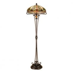 Boehme 62 in. Antique Golden Bronze Floor/Torchiere Lamp with Hand Rolled Art Glass Shade by Dale Tiffany