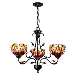 Dragonfly 3-Light Antique Golden Sand Hanging Fixture by Dale Tiffany