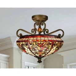Baroque 2-Light Antique Golden Sand Semi-Flush Mount Light by Dale Tiffany 7 Baroque 2-Light Antique Golden Sand Semi-Flush Mount Light by Dale Tiffany -Dale Tiffany Store antique golden sand dale tiffany flush mount lights th13090 31 1000