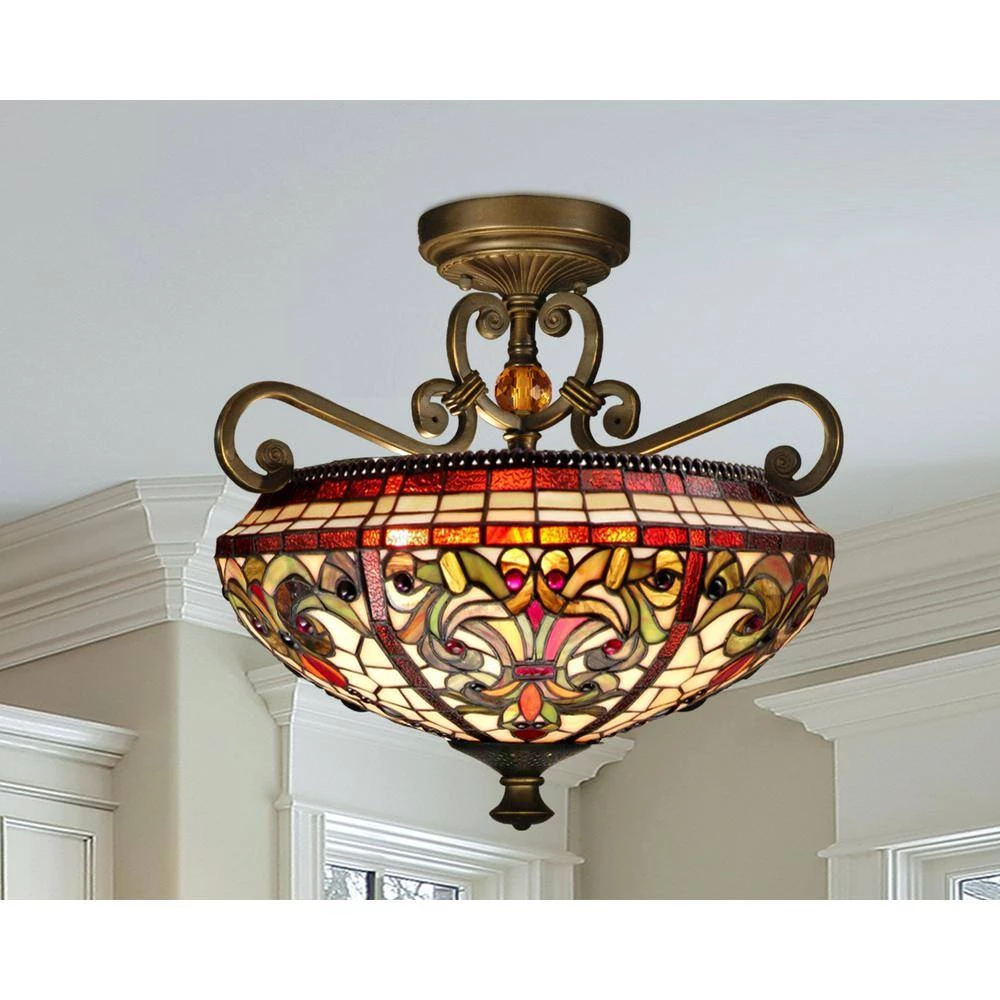 Baroque 2-Light Antique Golden Sand Semi-Flush Mount Light by Dale Tiffany 5 Baroque 2-Light Antique Golden Sand Semi-Flush Mount Light by Dale Tiffany - Image 3