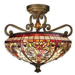 Baroque 2-Light Antique Golden Sand Semi-Flush Mount Light by Dale Tiffany