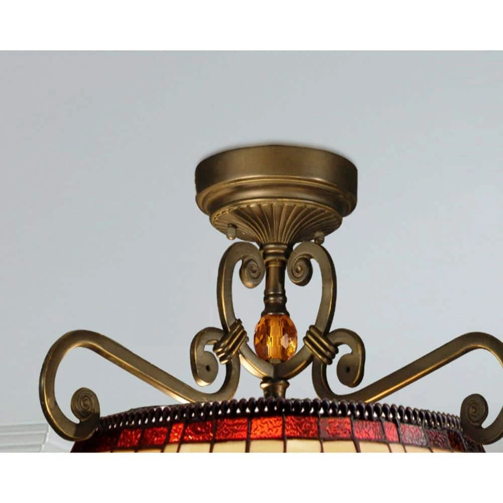Baroque 2-Light Antique Golden Sand Semi-Flush Mount Light by Dale Tiffany 4 Baroque 2-Light Antique Golden Sand Semi-Flush Mount Light by Dale Tiffany - Image 2