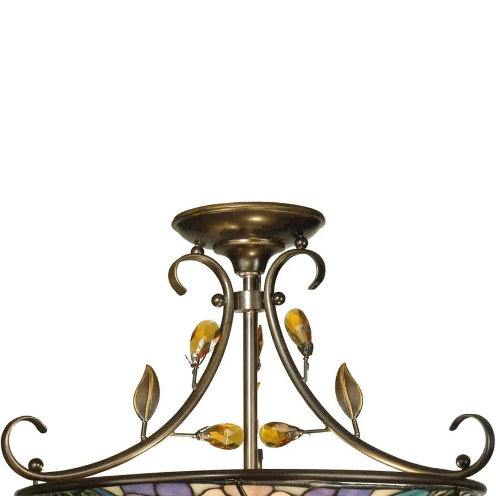 Peony Crystal 2-Light Antique Golden Sand Semi-Flush Mount Light by Dale Tiffany 5 Peony Crystal 2-Light Antique Golden Sand Semi-Flush Mount Light by Dale Tiffany - Image 3