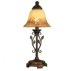 16.75 in. Leaf Vine Hand Painted Antique Golden Sand Mini Lamp by Dale Tiffany