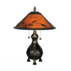 Mica 22 in. Antique Golden Sand Amber Leaves Table Lamp by Dale Tiffany