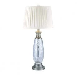 Impressionable Crystal 30.5 in. Antique Nickel Table Lamp with Fabric Shade by Dale Tiffany