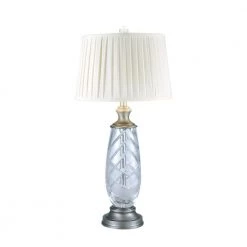 Lake Butler 29.5 in. Antique Nickel Table Lamp with Fabric Shade by Dale Tiffany