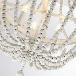 Dione 18 in. 4-Light Antique White Chandelier Wood Bead Bohemian Candlestick by TRUE FINE 18 Dione 18 in. 4-Light Antique White Chandelier Wood Bead Bohemian Candlestick by TRUE FINE -Dale Tiffany Store antique white true fine chandeliers td10039c 1f 1000