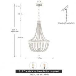 Dione 18 in. 4-Light Antique White Chandelier Wood Bead Bohemian Candlestick by TRUE FINE 14 Dione 18 in. 4-Light Antique White Chandelier Wood Bead Bohemian Candlestick by TRUE FINE -Dale Tiffany Store antique white true fine chandeliers td10039c 66 1000