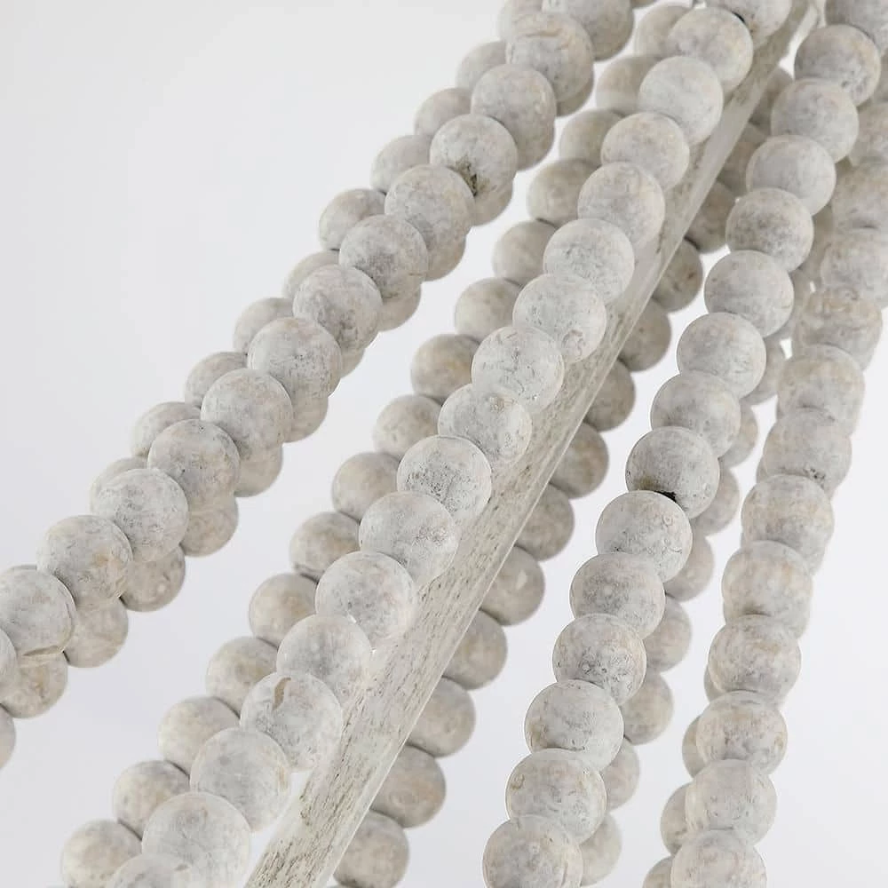 Dione 18 in. 4-Light Antique White Chandelier Wood Bead Bohemian Candlestick by TRUE FINE 8 Dione 18 in. 4-Light Antique White Chandelier Wood Bead Bohemian Candlestick by TRUE FINE - Image 6