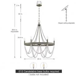 Dione 28 in. 6-Light White/Washed Chandelier Wood Bead Wood Bohemian Candlestick by TRUE FINE 14 Dione 28 in. 6-Light White/Washed Chandelier Wood Bead Wood Bohemian Candlestick by TRUE FINE -Dale Tiffany Store antique white true fine chandeliers td10051c 1d 1000