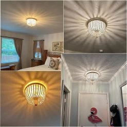 12.6 in. 3-Light Bohemia Antique White Wood Beaded Flush Mount Ceiling Light with Brown Rope Tassel by TRUE FINE -Dale Tiffany Store antique white true fine flush mount lights td90017cel 76 1000