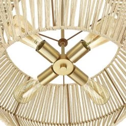 Bohe 22 in. 4-Light Beige/Brass Chandelier Bohemian Geometric with Hand Woven Shade by TRUE FINE -Dale Tiffany Store beige brass true fine chandeliers td10030c 4f 1000